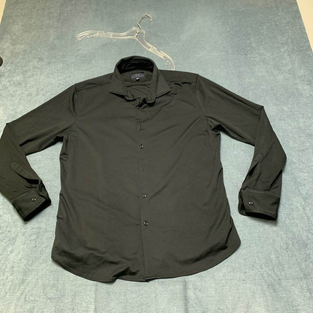 Marc Asher New York Shirt Mens Large Black Regular Fit Casual Wear Button Up